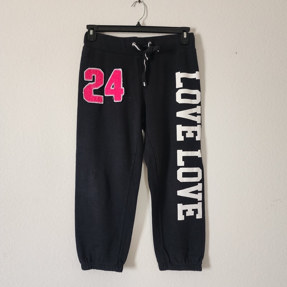 Reflex Other - Reflex Juniors Black Joggers with Pink 24 Logo and White LOVE Details Size Small